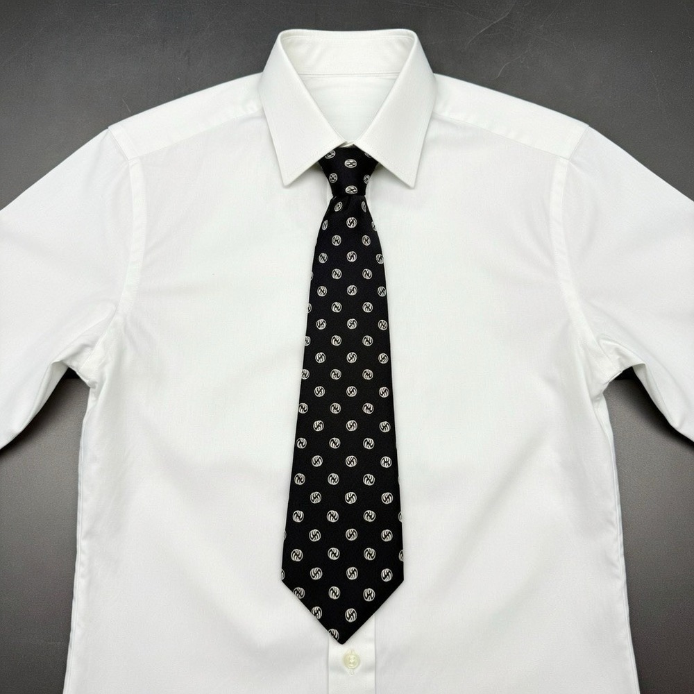 Polo Ralph Lauren Vintage Black Monogram Tie 56 Inch Made in USA 100% Silk 4 In - Picture 1 of 16